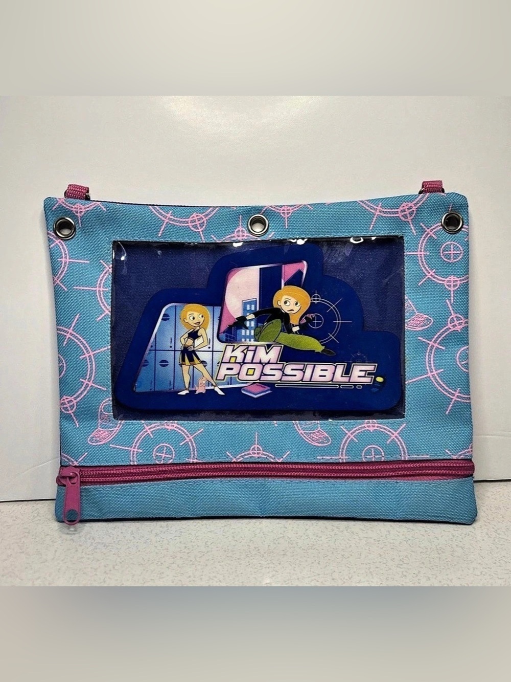 KIM POSSIBLE Pencil Case Vintage Y2K Zipper Binder School Supply RARE